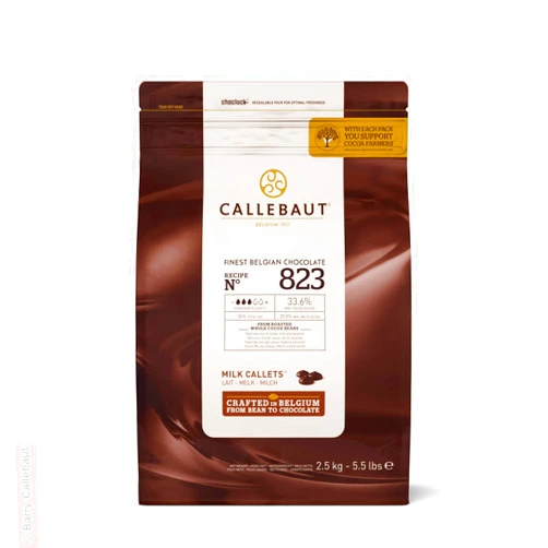 Callebaut Recipe No. 823 Finest Belgian Milk Chocolate With 33.6% Cacao, 20.8% Milk, 5.51 Pound