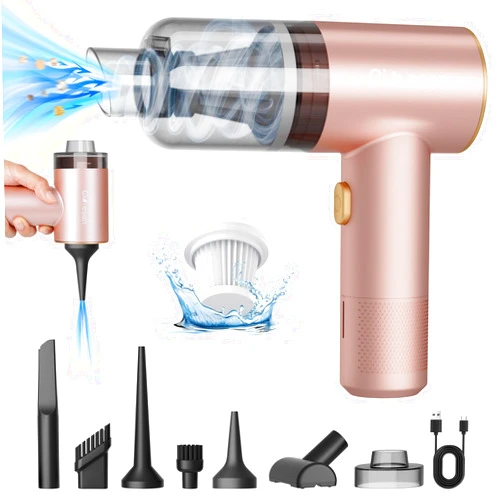 Cimesen Car Vacuum Portable 4 in 1 Vacuum Cleaner 12000Pa Mini Handheld Vacuum Cordless Rechargeable 120W High Power Car Vacuum Cleaner & Air Duster Multi-Nozzles for Car Home Office Pet （Pink）