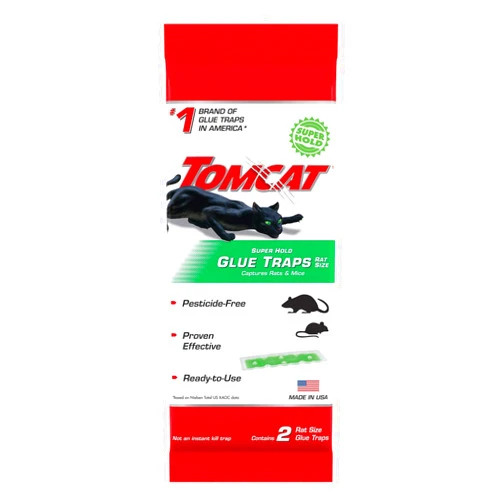 Tomcat Super Hold Glue Traps Rat Size for Rats, Mice, Snakes, Cockroaches, Spiders, and Scorpions, Ready-To-Use, 2 Traps