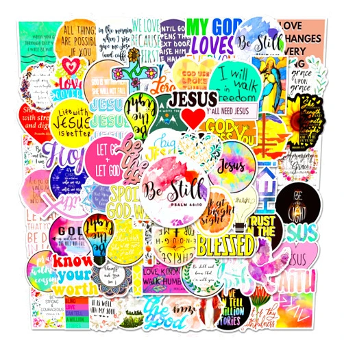 Acekar 100 PCS Jesus Christian Bible Stickers,Vinyl Waterproof Stickers, Religious Bible Laptop Faith Stickers, Cross Wisdom Words Decals Stickers for Water Bottles, Christian Gifts