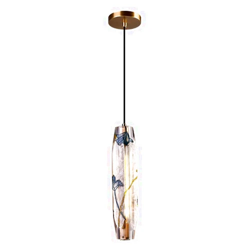 ZCYOU Elegant Dining Room Suspension Lamp，LED Copper Crystal Enameled Hallway Chandelier for Loft Bar Kitchen Restaurant, Modern Staircase Lights