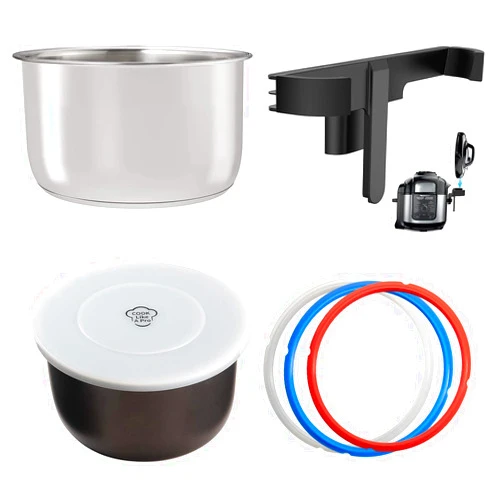 Goldlion Accessories for Ninja Foodi 8 Qt, Stainless Steel Inner Pot, 3 Packs Sealing Rings, Lid Holder and Inner Pot Cover