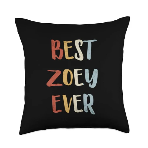 Custom Zoey Gifts & Designs for Girls Best Zoey Ever Retro Vintage First Name Gift Throw Pillow
