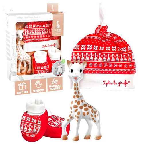 Sophie la girafe My Christmas with Sophie Gift Set | Includes Sophie la girafe, Christmas Cap & Socks | Comfort & Soothe | Awaken All 5 Senses