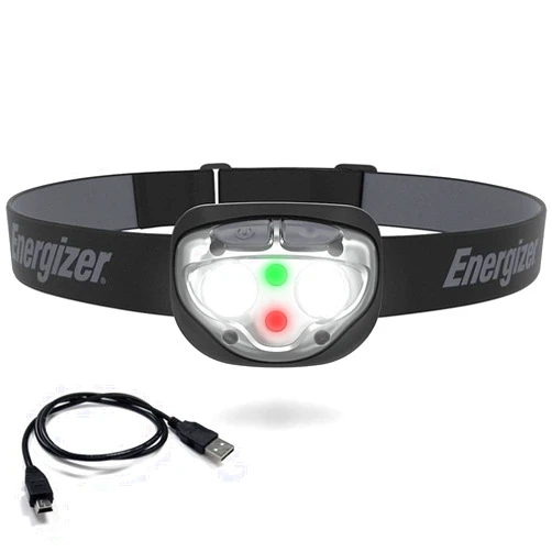 Energizer Rechargeable LED Headlamp Pro400, IPX4 Water Resistant, High-Powered Bright LED, Multiple Light Modes, Best Headlight for Camping, Running, Outdoors, Emergency Light, USB Included
