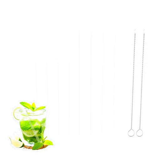 KIOOMIPINE 8 Pcs Reusable Glass Straws Shatter Resistant, 6” Clear Short Glass Drinking Straws with 2Pcs Cleaning Brush, Including 4 Straight & 4 Bent Glass Straws Short for Beverages, Juices, Dishwasher Safe