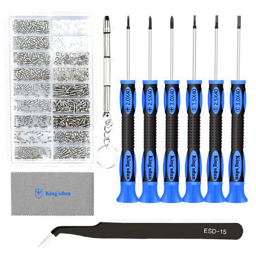Kingsdun Eyeglass Repair Kits, Kingsdun Eye Glasses Repairing Kit with Precision Screwdriver Set & 1200PCS Screws, Curved Tweezers for Eyeglass, Sunglasses, Spectacles & Watch Clock Repair Tool