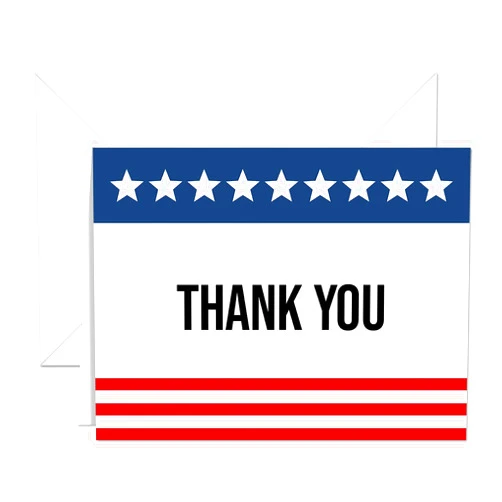 Canopy Street Patriotic Thank You Greeting Cards / 125 American Thanks Note Cards With White Envelopes/Bulk USA Military Thank You Cards/Made In The USA