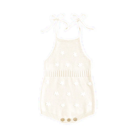 CIYCUIT Baby Girl Clothes Crochet Flower Sleeveless Romper