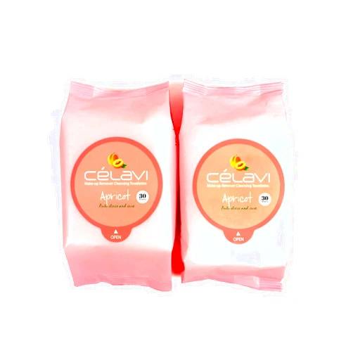 Celavi Cosmetics Celavi Makeup Remover Cleansing Wipes Removing Towelettes 2 Packs - 60 Sheets (Apricot)