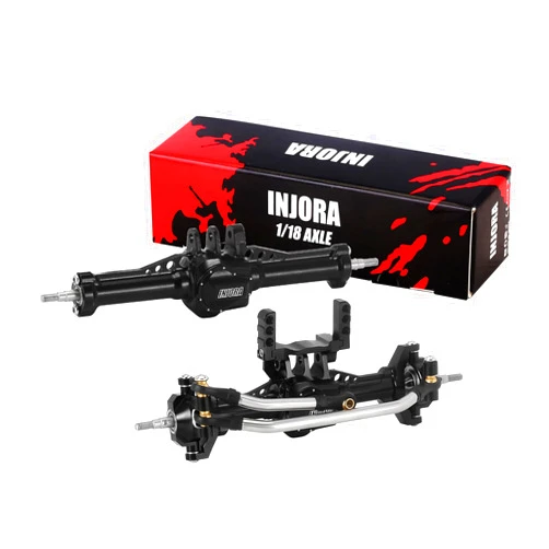 INJORA +4mm Aluminum Front and Rear Axles with Lay Down Servo Mount & Link for 1/18 TRX4M RC Upgrade