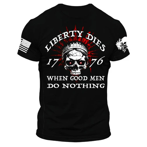 Skull and Crossguns Liberty Dies T-Shirt We The People 1776 American History Shirt Patriot Tee USA Flag Graphic