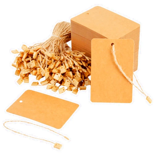 Juvale 200 Pack Kraft Paper Gift Tags with Jute Twine String - Large Blank Merchandise Price Labels 2.4 x 3.5 - Bulk Brown Hang Tag Set for Wedding, Birthday, Art & Craft Wrapping