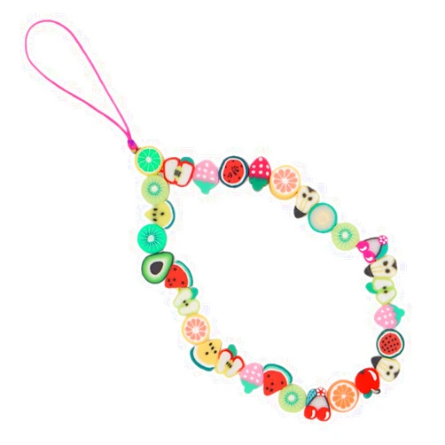 Diiker 4pcs women's fashion mobile phone lanyard decoration cell phone pendant colorful star LOVE letter fruit rainbow Soft Ceramic Boho anti-lost phone chain (multicolor)