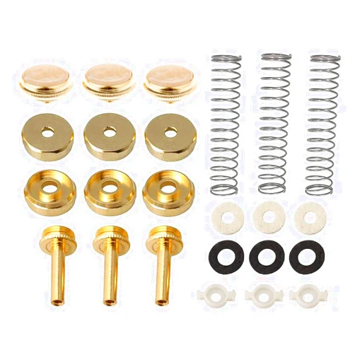 TUOREN Trumpet Valve Sytem Replacement Parts include Trumpets Finger Buttons Valve Cap Piston Guides Spring Felt Washer Musical Instruments Accessories Set of 24pcs Gold