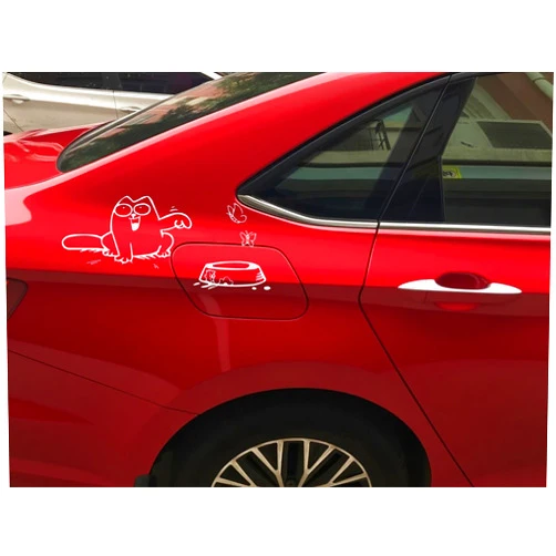 Hgbohyt Simon Cat Car Fuel Tank Cover Sticker - Cute Cartoon Vinyl Decal - Scratch-Resistant Gas Cap Decoration - Easy to Apply & Remove (5''x9.14'', 2pcs)