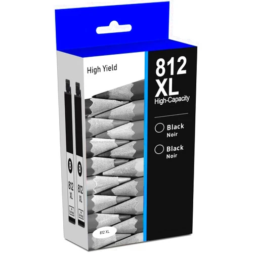 ETBFIT 812XL Black Ink Cartridges Remanufactured for epson 812xl Ink cartridges Combo Pack Work with Work for EPSON WF-7840 WF-7820 WF-7310 EC-C7000 Printers(2 Black)