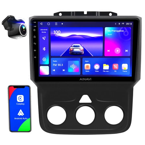AINAVI 9-inch Android Car Stereo Radio for Dodge Ram 1500 2500 3500 2013-2018 Upgrade, Wired Wireless CarPlay Android Auto GPS Navigation WiFi Bluetooth FM AM DSP Replacement Installation Kit
