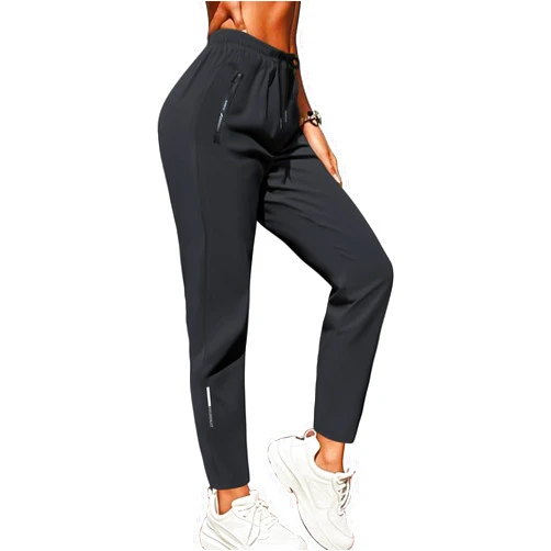 XYXYING Women's Drawstring Hiking Pants Quick Dry Stretch Loose Casual Pants with Zipper Pockets for Running Yoga Workout