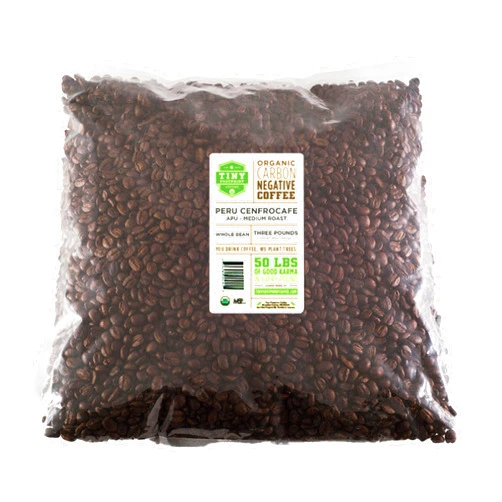 Tiny Footprint Coffee - Fair Trade Organic Peru APU Medium Roast - Whole Bean Coffee, USDA Organic & Carbon Negative - You Drink Coffee, We Plant Trees, 3 Pounds