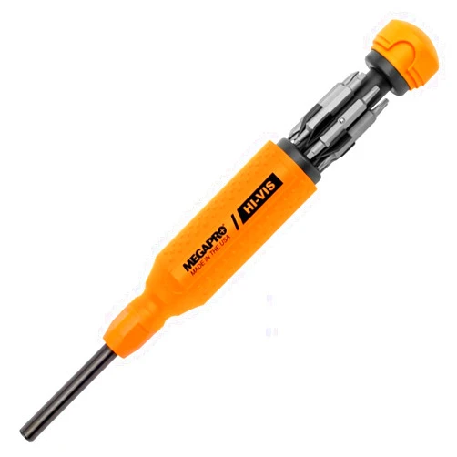 Bowers Tool Co. Megapro Hi Vis Original Multi Bit Screwdriver 15 in 1 High Visibility Orange USA 151HVO