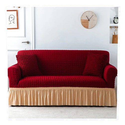 SRJCWB Sofa Seat Cover Seersucker Sofa Cover Living Room Thick Elastic Solid Stretch Couch Slipcovers Sofa Armchair Cover 1/2/3/4 Seater (Color : Color 17, Specification : 4 Seater 230-300cm)
