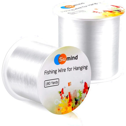 Sumind 2 Rolls Fishing Line Clear Nylon Fish String Cord Crystal Nylon Thread Fishing Line Wire for Craft Bracelet Beads,180 Yards 0.3 mm (329 m in Total, No Elasticity)