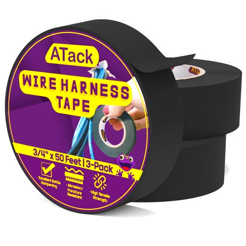 ATack Wire Harness Tape, 3/4-Inch by 50-Foot (3-Pack) High Temp Wiring Loom Harness Self-Adhesive Felt Cloth Electrical Tape for Automotive Engine and Electrical Wiring for VW, Audi, Mercedes, BMW