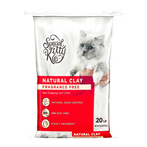 Generic Special Kitty Unscented Non-Clumping Natural Clay Litter for Cats, 20 lbs Bag, Fragrance-Free, Highly Absorbent, Odor Control, Suitable for Multiple Cats and All Life Stages, Pet Supplies