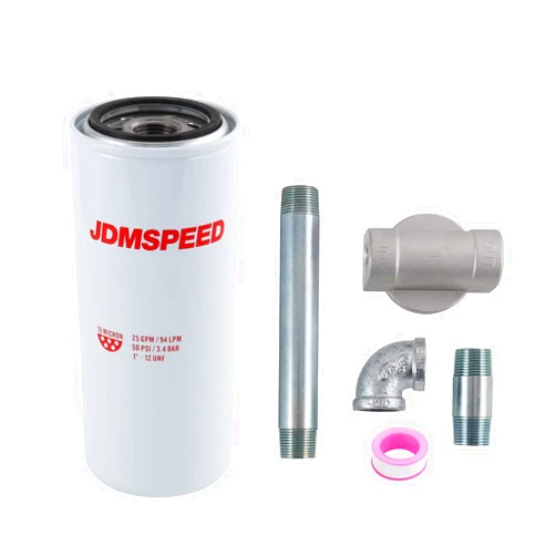 DICMIC 1200KTF7018 Fuel Filter Spin-on Particulate Replacement for Transfer Pump FR112 FR1210G FR610G 25 GPM 3/4” with 1200KTG9075 Filter Head and 3/4” ST Elbow and 3/4 x 7” Nipple