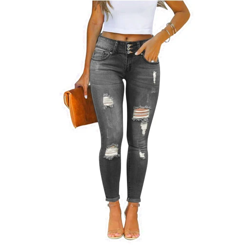 Yajedo Women's Skinny Ripped Trendy Jeans Distressed Stretchy Slim Fit Denim Pants
