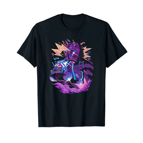 Fortnite Battle Bus Flying Retro Lightning Art T-Shirt