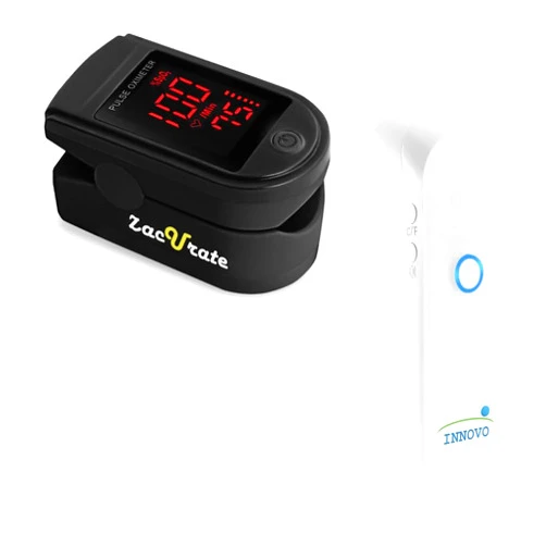 Zacurate Pro Series 500DL Fingertip Pulse Oximeter and Touchless Forehead Thermometer Digital Bundle