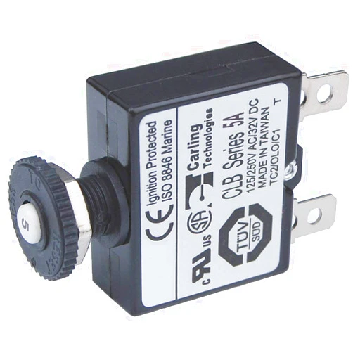 Blue Sea Systems 7052 Push Button Reset Only Quick Connect Circuit Breaker - 5 Amp