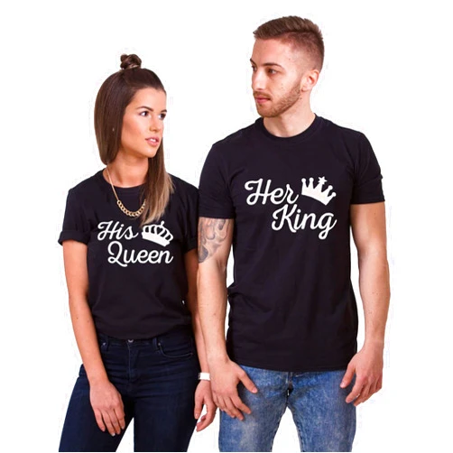 Sevpuikl Her King His Queen Shirt Macthing Couple Shirt for Him and Her His and Hers Couples Tshirt, 1 Piece
