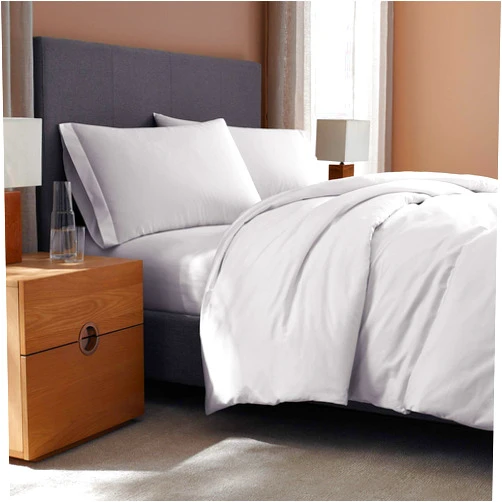 H by Frette Sateen Standard Bed Bundle (Queen) - Luxury All-White Bedding Bundle/Includes Pillowcases, Fitted Sheet, and Duvet Cover