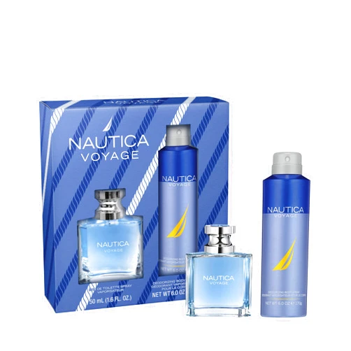 Nautica Voyage 2 piece Gift Set for Men - 1.6oz Eau De Toilette Spray + 6.0 oz Deodorizing Body Spray