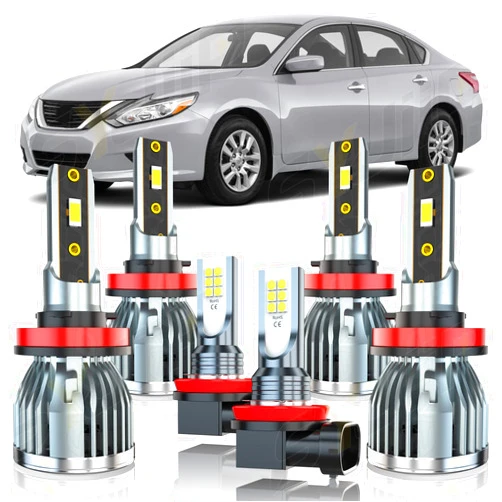 SYJIIP Compatible with NISSAN ALTIMA Headlight Bulbs 2007-2018, H9 High Beam + H11 Low Beam + H11 Fog Light Bulbs Combo, 6000K Cool White, H11 Bulbs Kit, Pack of 6