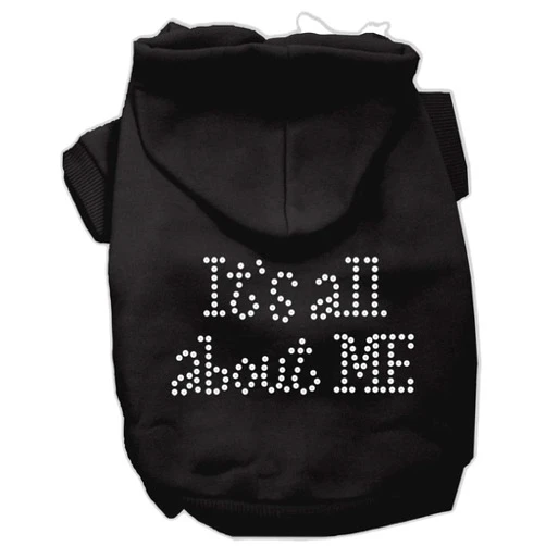Mirage Pet Products 8-Inch It's All About Me Rhinestone Hoodies, X-Small, Black