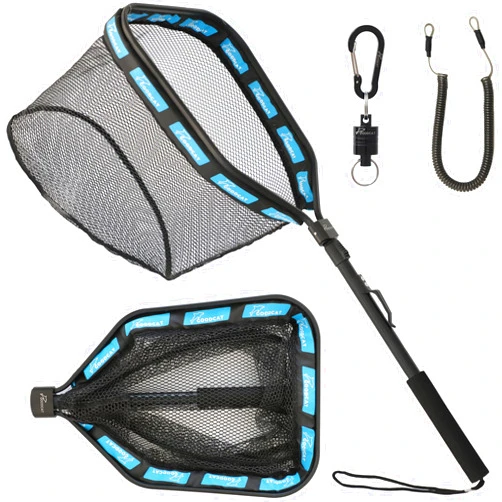 GOODCAT Floating Fishing Net for Steelhead, Salmon, Fly, Kayak, Catfish, Bass, Trout Fishing, Rubber Coated Landing Net for Easy Catch & Release, Durable, Compact & Foldable for Easy Transportation