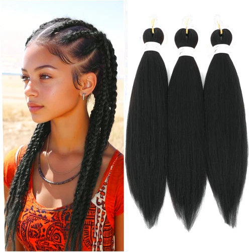 Alileona Braiding Hair Pre Stretched 16inch Pre Stretched Braiding Hair Extensions, Professional Hot Water Setting Perm Yaki Texture Prestretched Braiding Hair(1B#-3PCS)