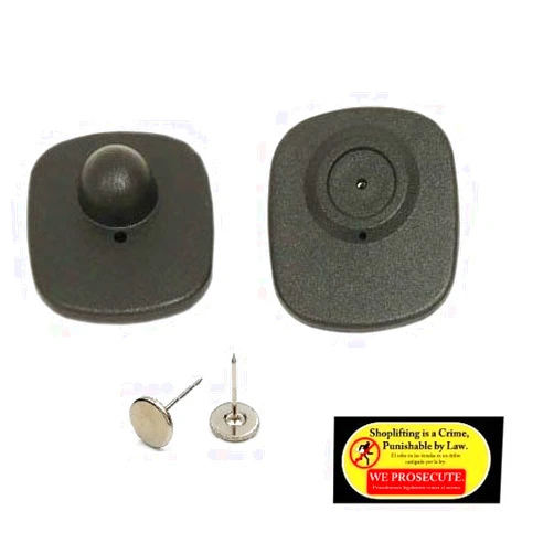Easmartech 1000 Checkpoint Compatible 8.2MHz Mini Sensor Hard Tag Black with pin + 1 Loss Prevention Sticker