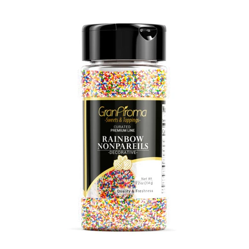 GranAroma Rainbow Nonpareils, 7.2 oz, Decorative Sprinkles, Cakes & Cookies, Bakery Staple