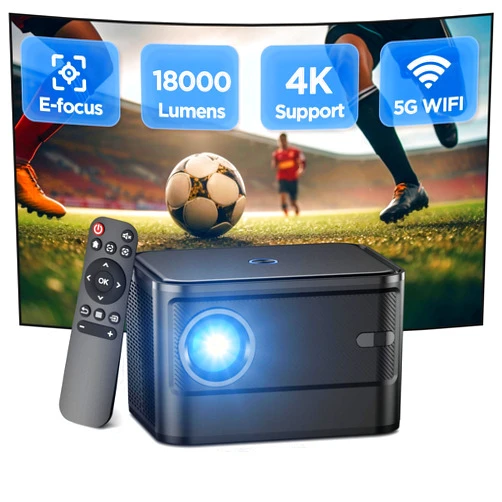 QIGEEKU Mini Projector, A40 4K Projector with WiFi and Bluetooth, Projector with 12000Lumens, Electric Focus & Keystone, Portable Outdoor Movie Projector, Smart Projector for TV Stick/Phone/HDMI/USB/AV