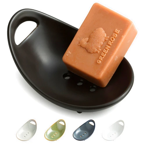 Cormomu Soap Dish for Bathroom, Bar Soap Holder for Shower, Ceramic Soap Saver with Handle, Japanese Soap Tray, Soap Dishes with Self Drain, Keep Soap Dry and Extend Soap Life, Black