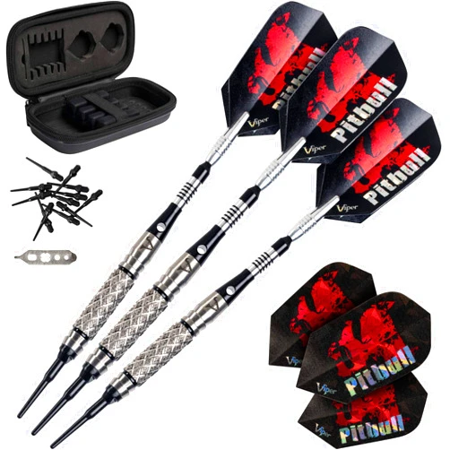 Viper Pitbull 90% Tungsten Soft Tip Darts with Storage/Travel Case, 18 Grams