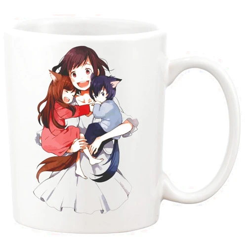 Functon+ Happy Wolf Children Characters AME, Yuki and Hana Design Ceramic Mug White