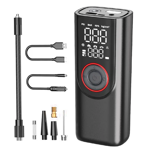 Kepouse Tire Inflator Portable Air Compressor, 150PSI Portable Air Pump ，Accurate Pressure LCD Display, 3X Fast Inflation for Cars，One Click Smart Pump Tire Inflator for Car, Motorcycle, Bicycle and More