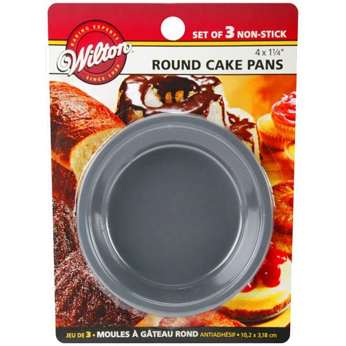 Wilton Mini Round Cake Pan Set - Bake Mini 3-Layered Cakes or Individual Dessert Sized Treats, Non-Stick for Easy Release, Steel, 3-Piece, 4 x 1.25-Inch