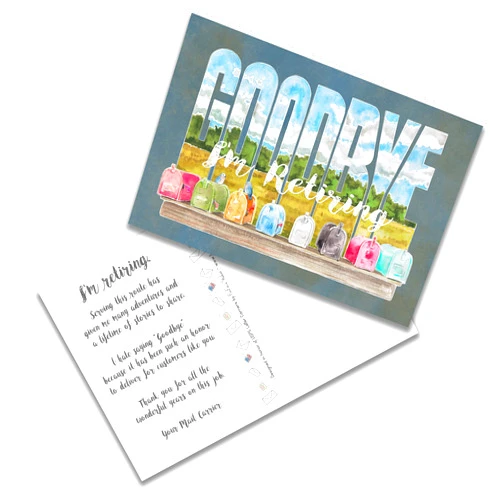 FoxFern Mail Carrier Postal Cards Mail Carrier Postcards - Retirement Rural Scene with Mailboxes - 4 x 6” 100% Recycled (Pack of 25 Postcards)